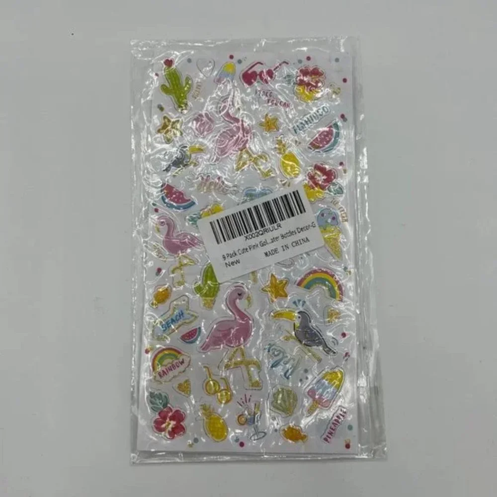 NEW 9 Pack Cute Pink Sticker for Bottle Decor